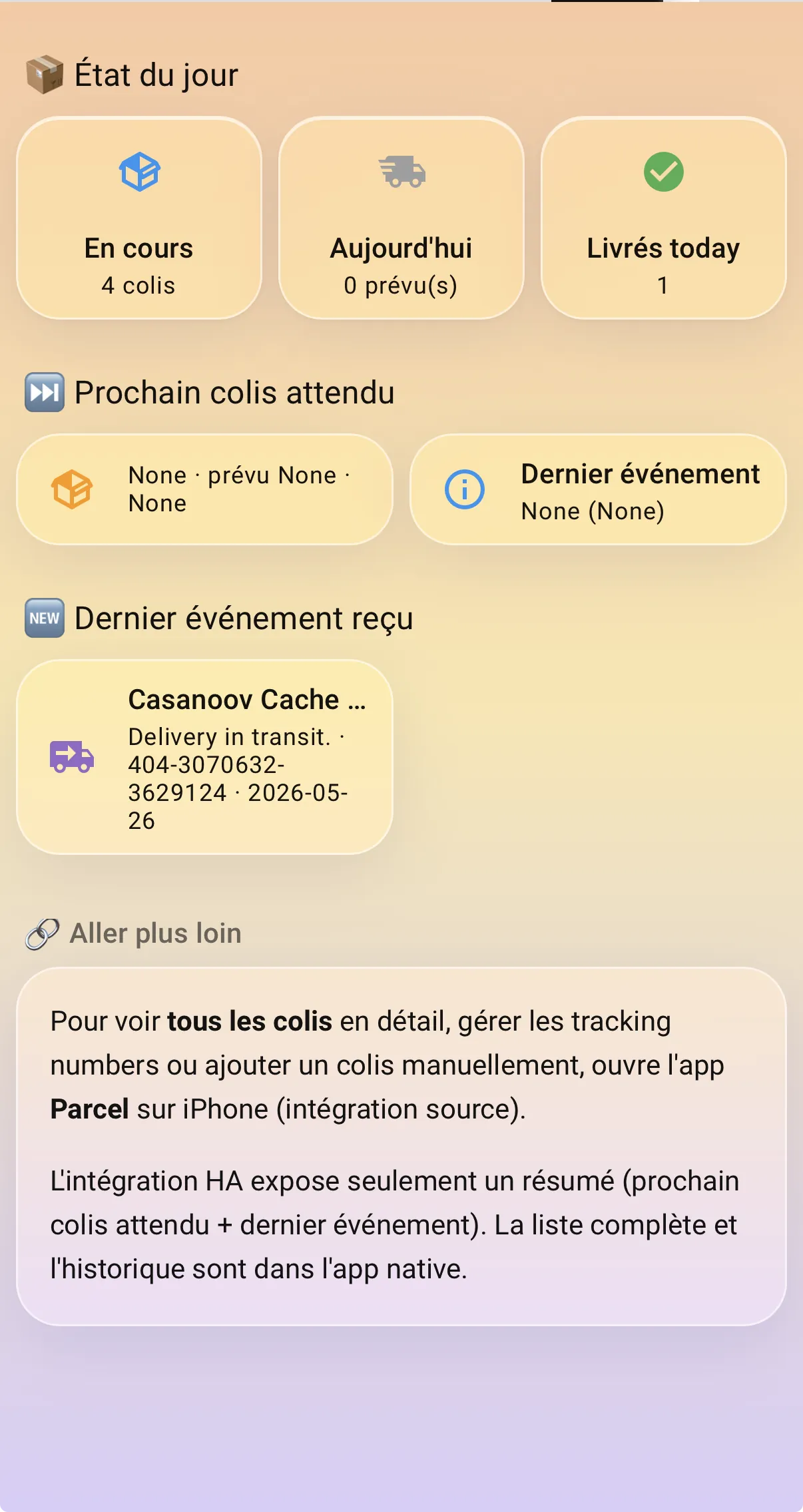 Colis — suivi Parcel