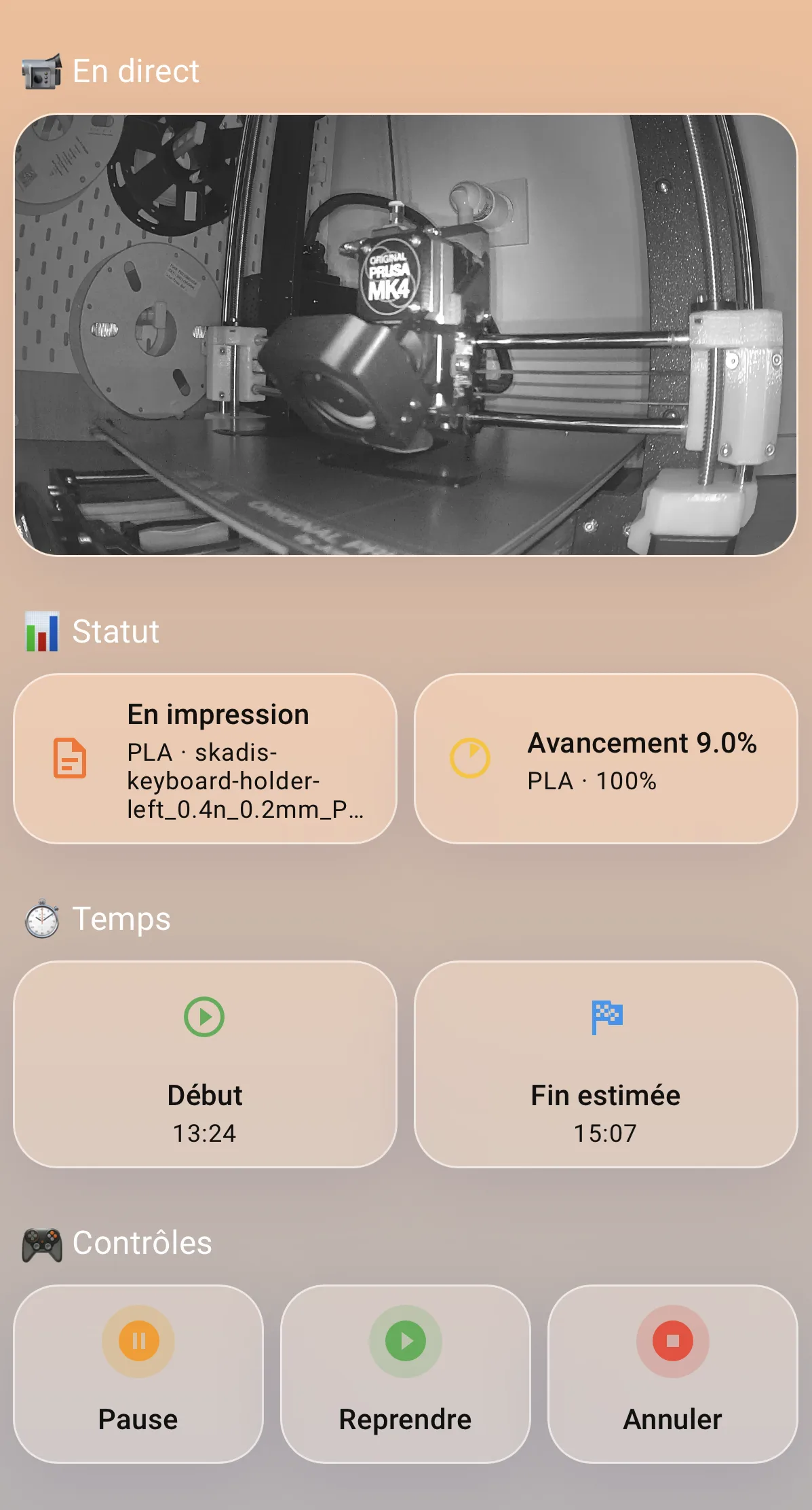 Prusa — état d'impression