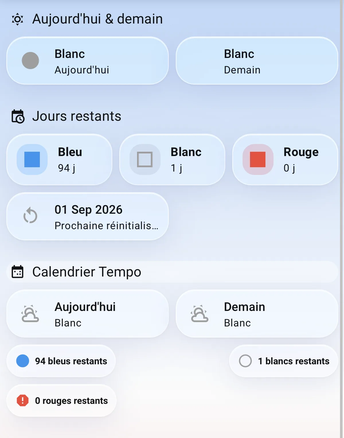Tempo — couleur du jour